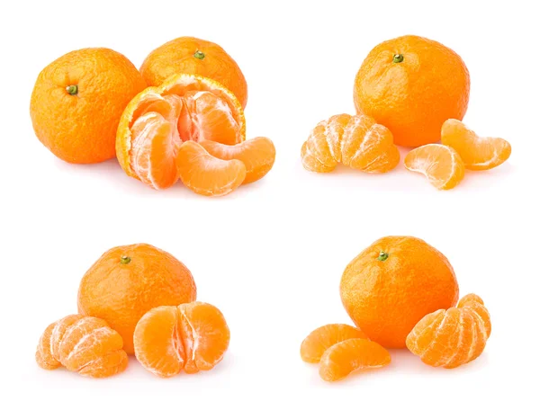Zestaw dojrzałe mandarynki z plastrami — Zdjęcie stockowe