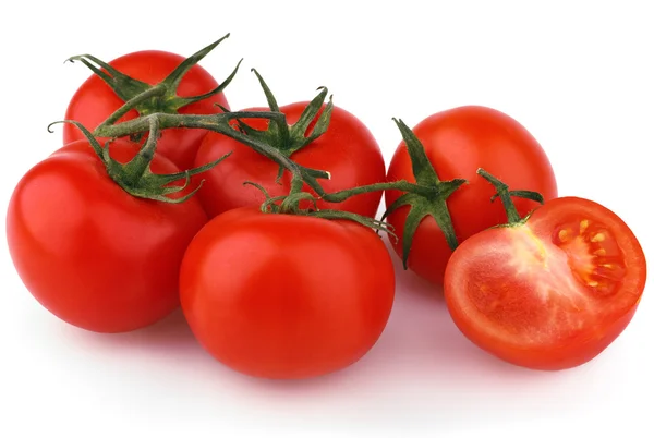 Tomates vermelhos isolados em branco — Fotografia de Stock