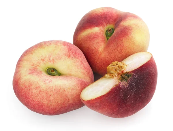 Chinese flat peaches with half — Stock Photo, Image