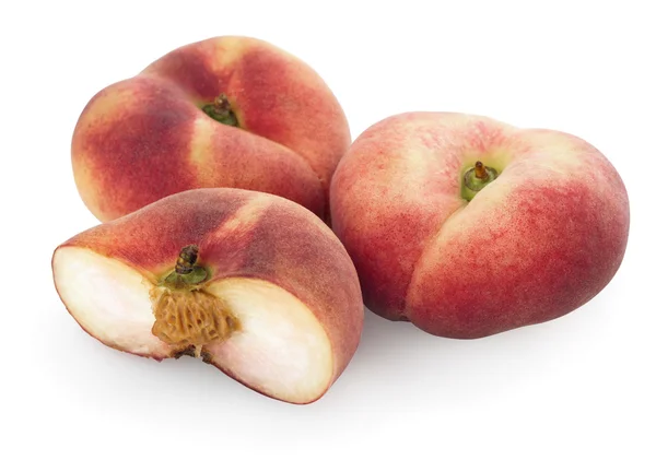 Chinese flat peaches with half — Stock Photo, Image