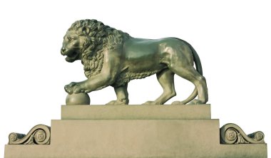 Lion sculpture in Saint Petersburg isolated on white clipart