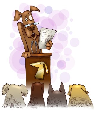 Dog giving a speech clipart