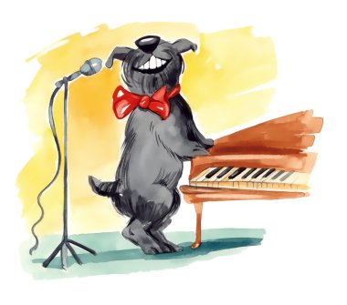 Shaggy dog singing clipart