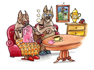 Old dogs family clipart