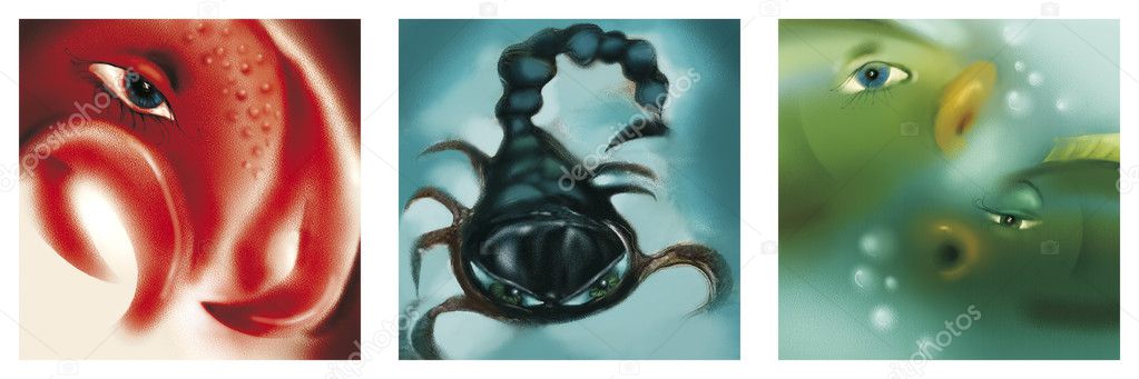 Cancer, scorpio and pisces zodiac signs — Stock Image Cancer, scorpio and pisces zodiac signs Stock Photo