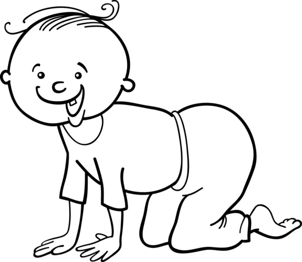 Boy crawling on all fours for coloring book — Stock Vector