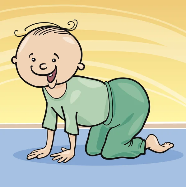 stock vector Baby boy crawling on all fours