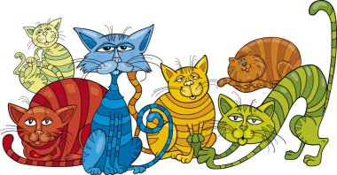 Color cats group clipart