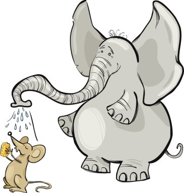 Mouse and elephant clipart