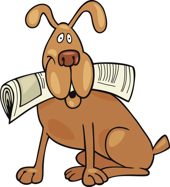 Dog with newspaper — Stock Vector
