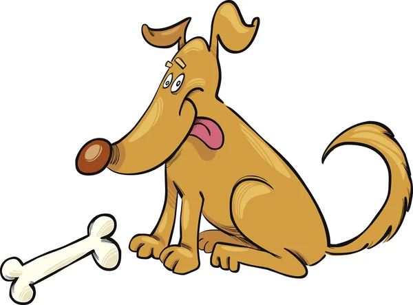 Χαρούμενο σκυλί με οστό — Διανυσματικό Αρχείο