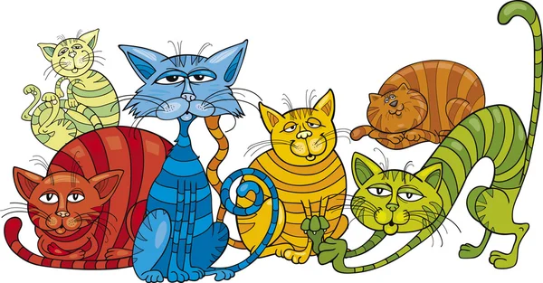 Farbe Katzen Gruppe — Stockvektor