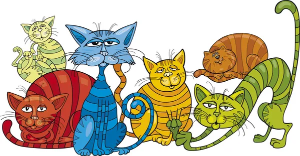 Grupo de gatos de color — Vector de stock