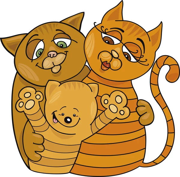 Famille de chats heureux — Image vectorielle