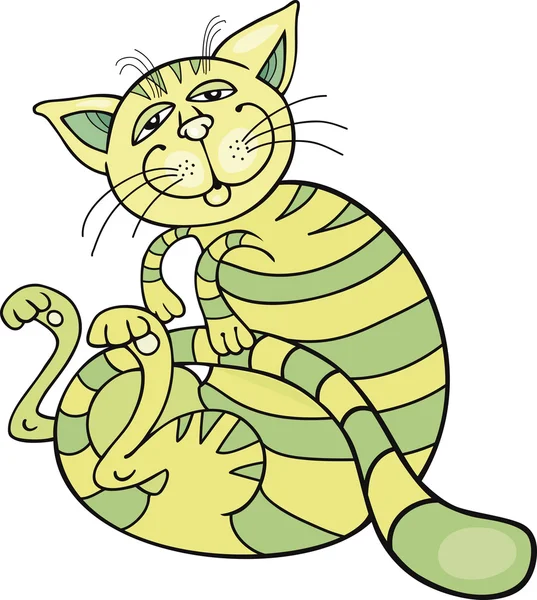 Happy green cat — стоковый вектор