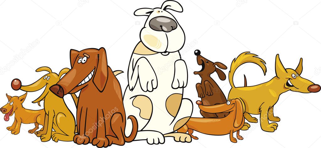 Group of funny dogs