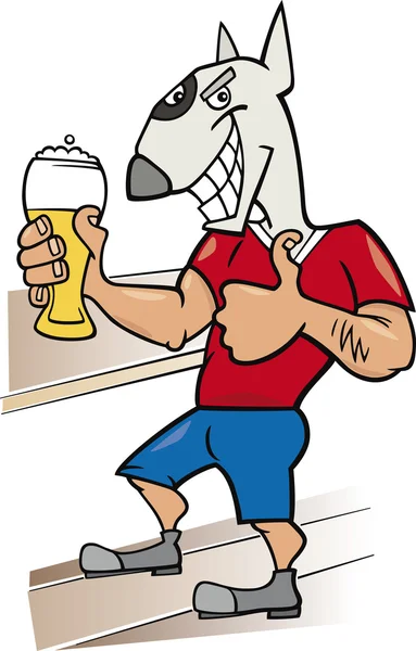Bullterrier hombre con vaso de cerveza — Archivo Imágenes Vectoriales