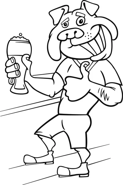 Bulldog homem com copo de cerveja —  Vetores de Stock