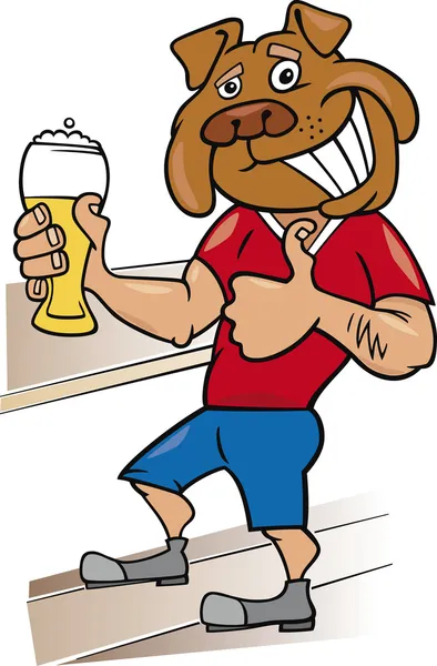 Bulldog man with glass of beer — Stock Vector
