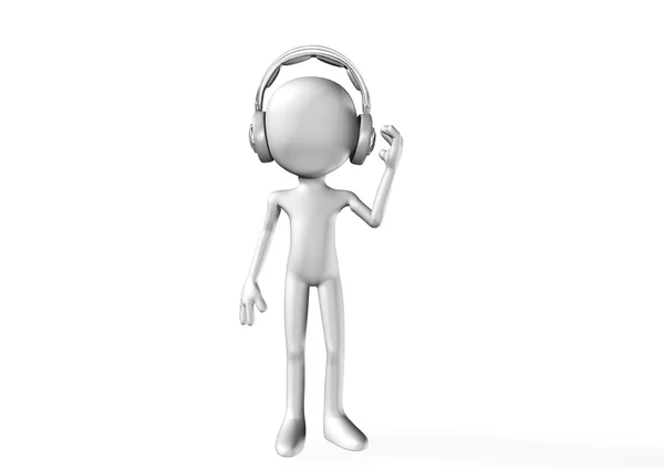 Streszczenie 3d człowiek ze słuchawkami — Zdjęcie stockowe