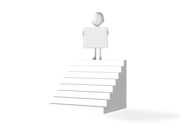 Boş tahta bir merdiven üzerinde tutan adam — Stok fotoğraf