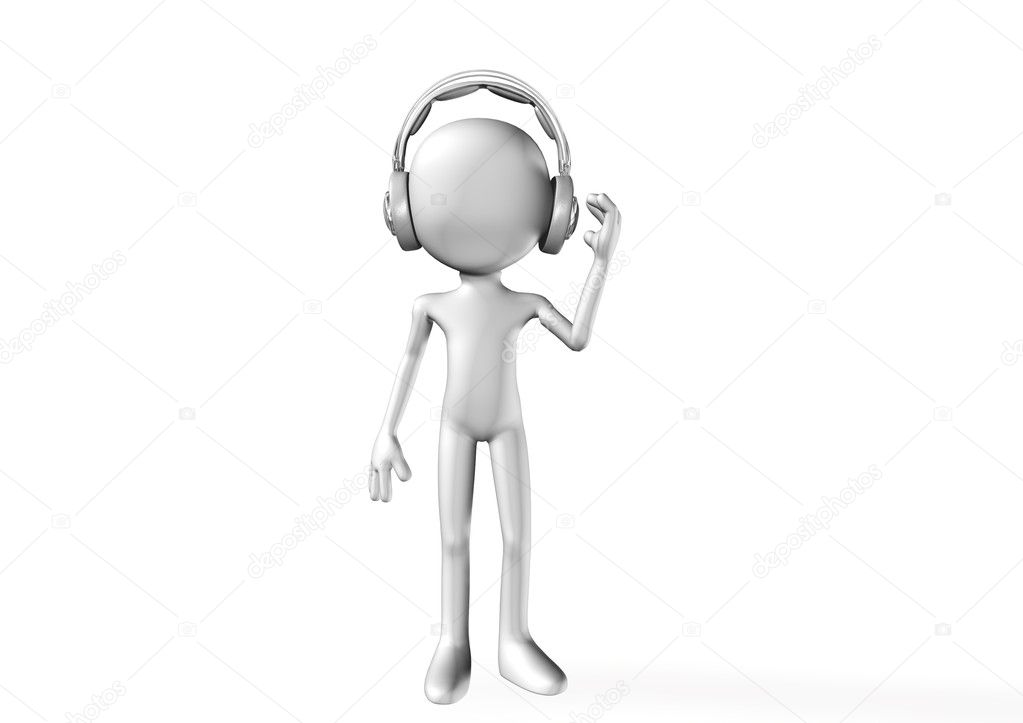 Abstract 3D man with headphones