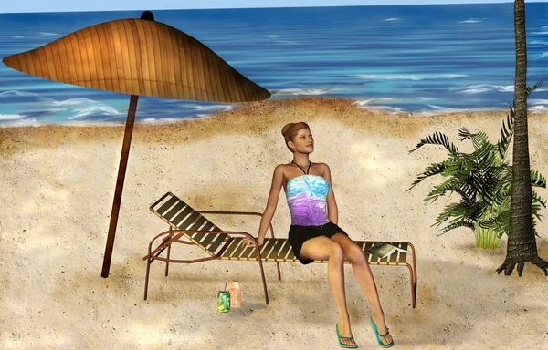 Femme sur une plage — Photo