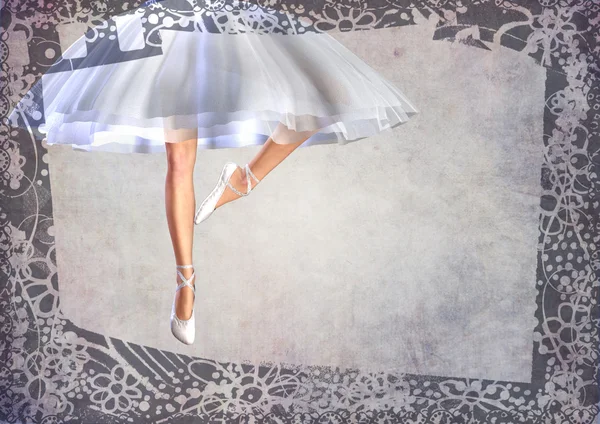 Ballerina ben vykort med ram — Stockfoto