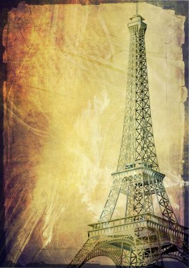 Paris eiffel Kulesi vintage posta kartı