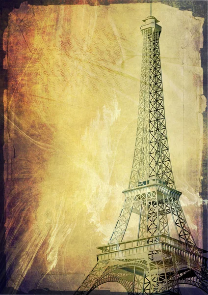 Винтажная открытка Парижской Эйфелевой башни — стоковое фото