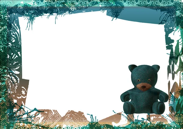 Medvídek prázdný rámeček přání — Stock fotografie