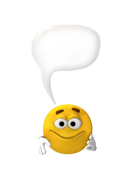 Yellow emotion face with speech bubble — Stock Photo, Image