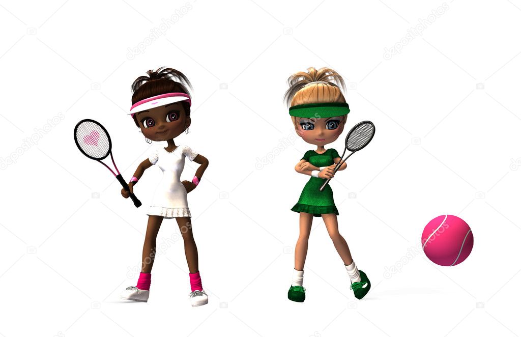 Tennis cartoon girls