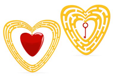 Golden heart maze clipart