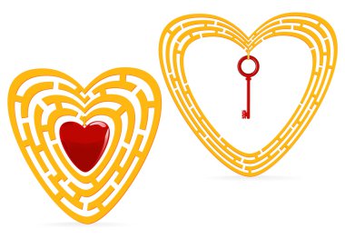 Golden heart maze clipart