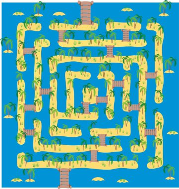 Tropical island maze clipart