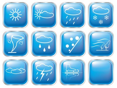 Colored buttons of weather icon clipart