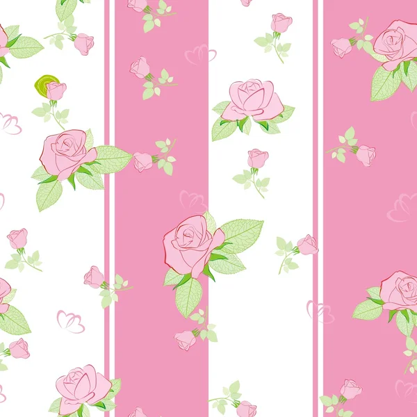 Seamless mönster ros på rosa — Stock vektor