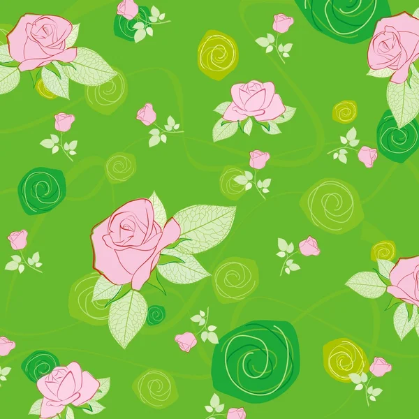 Patrón verde con rosa — Archivo Imágenes Vectoriales