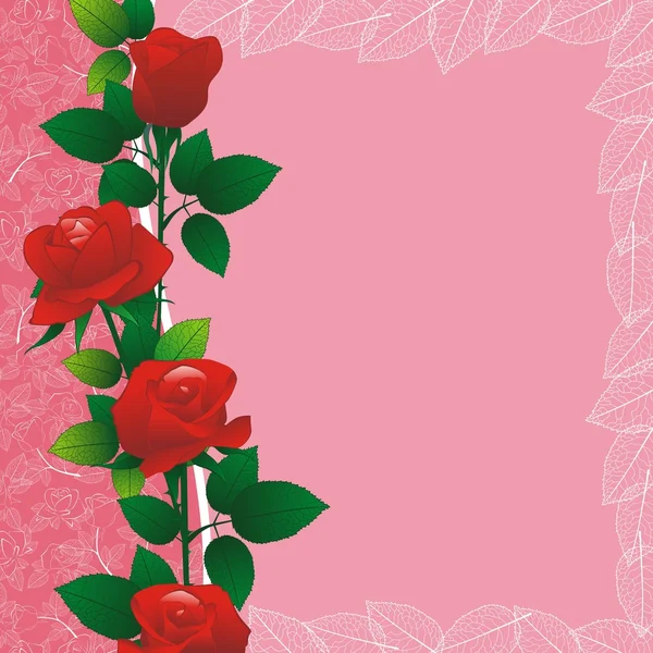 粉红色边框上的玫瑰 — 图库矢量图片