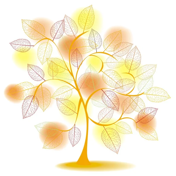 Autumn yellow tree silhouette — Stock Vector