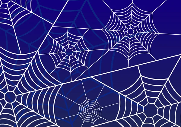 Tela de araña sobre el fondo azul — Vector de stock