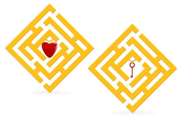 Gyllene hjärta labyrint — Stock vektor