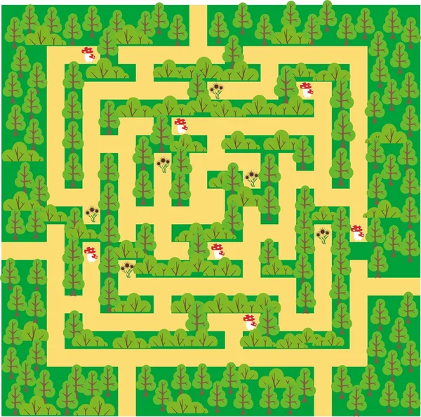 Gröna skogen labyrint — Stock vektor