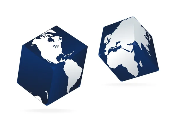 Earth globe as dice in black — Stock Vector