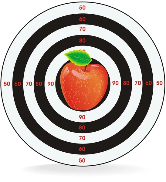 Διάνυσμα της apple στο κέντρο του στόχου — Διανυσματικό Αρχείο