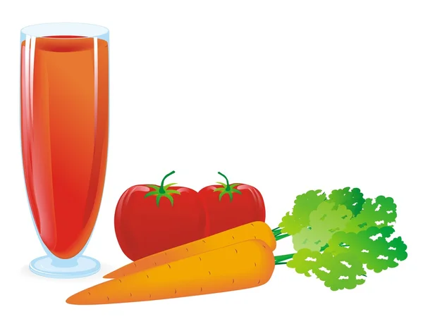 Šťáva z rajčat a mrkev — Stockový vektor