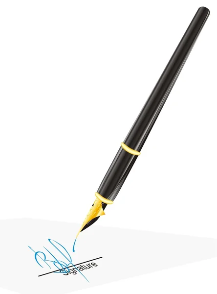 Fountain pen with the golden nib — Stock Vector