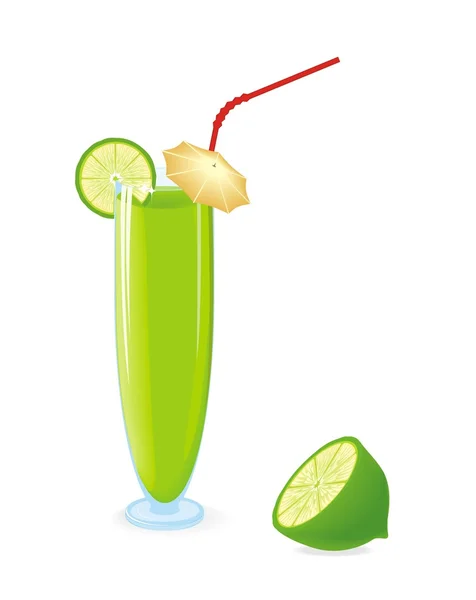 Green cocktail with lime — Stock Vector