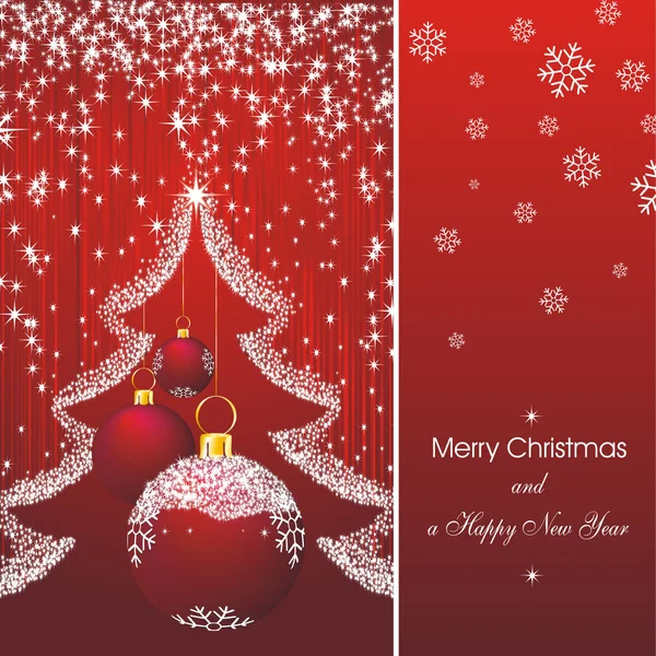 Christmas card with fir in red — Stock Vector